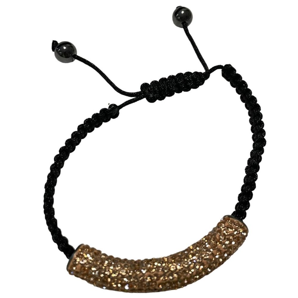 Pink Swarovski Elements Crystal Bar & Hematite Stone Hip Hop Shamballa Bracelet